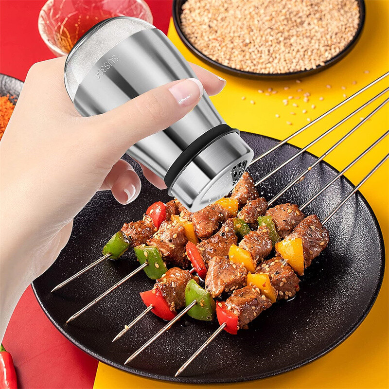 Nerūdijančio plieno stiklo dugnas druskos ir pipirų prieskonių plaktuvas Prieskonių dalytuvas Pipirų plaktuvas BBQ Virtuvės prietaisai Druskos indas