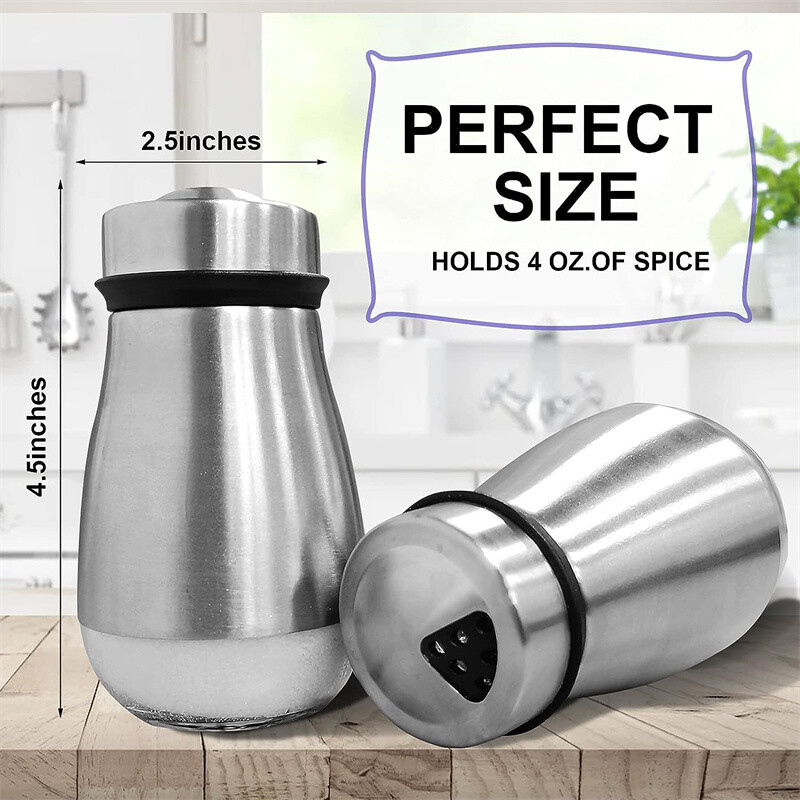 Nerūdijančio plieno stiklo dugnas druskos ir pipirų prieskonių plaktuvas Prieskonių dalytuvas Pipirų plaktuvas BBQ Virtuvės prietaisai Druskos indas