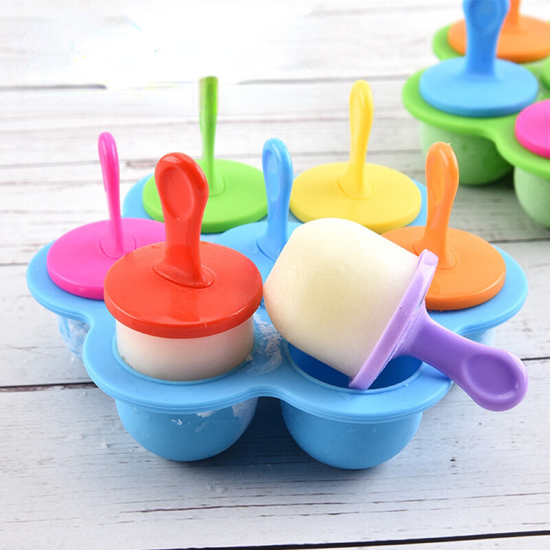 7-värviline loominguline kaanega jäätisevorm. Ise isetehtud värvitu lõhnatu omatehtud jäätisevormid jäätise- ja jääkuubikuvormid