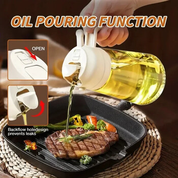 2 σε 1 500 ml Glass Spray Oil Sprayer Bottle Spray Oil Dispenser Oil Var Cruet BBQ Kitchen Baking Roasting Picnic Kitchen