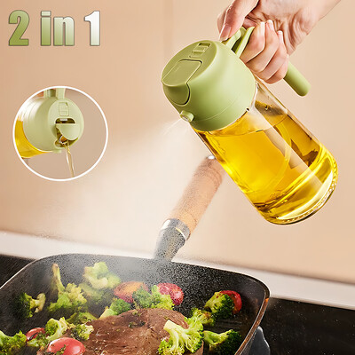 2in1 500ml stikla izsmidzināms eļļas smidzinātājs pudele izsmidzināms eļļas dozators eļļas burka Cruet BBQ virtuve Cepšana grauzdēšana piknika virtuves rīks