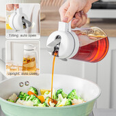 Alyvuogių aliejaus dozavimo butelis, automatinis apverčiamas aliejaus butelis, virtuvės stiklinis indas sojų padažui, kavos sirupo kepimo aliejaus purškalas, nepralaidus