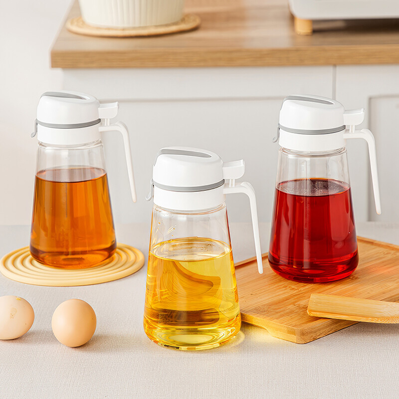 Alyvuogių aliejaus dozavimo butelis, automatinis apverčiamas aliejaus butelis, virtuvės stiklinis indas sojų padažui, kavos sirupo kepimo aliejaus purškalas, nepralaidus