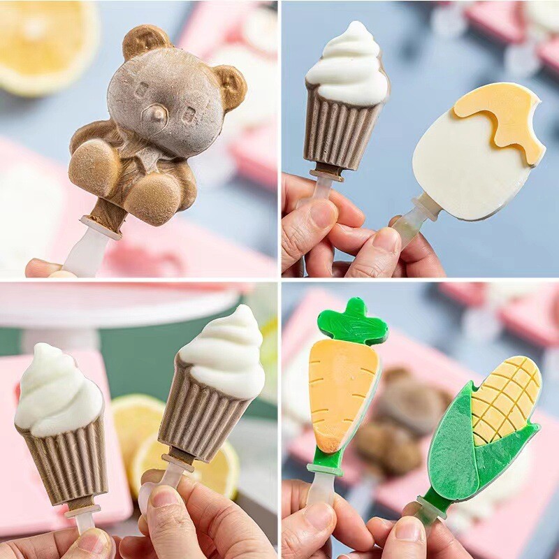 Animacinių filmų ledų formelė Naminis „pasidaryk pats“ maistinių silikoninių ledų formelių dėžutė