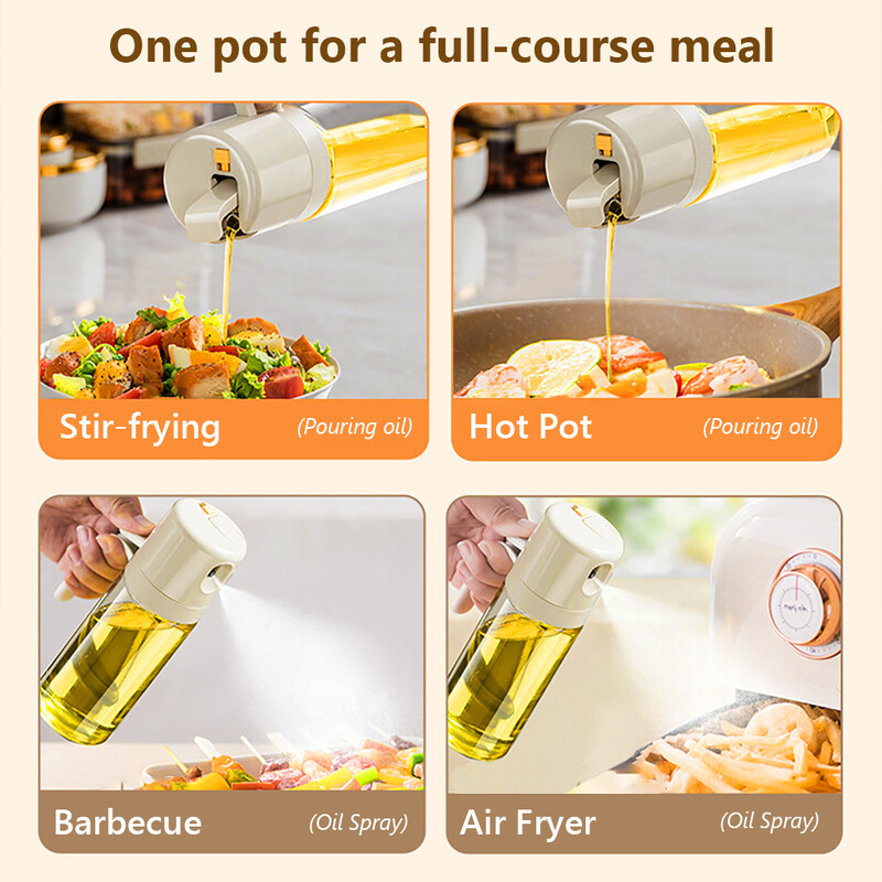 550 ml õlipihustipudel, BBQ toiduvalmistamise 2-ühes õlijaotur Oliiviõli valajad pihusti köök küpsetusõli äädikapudel