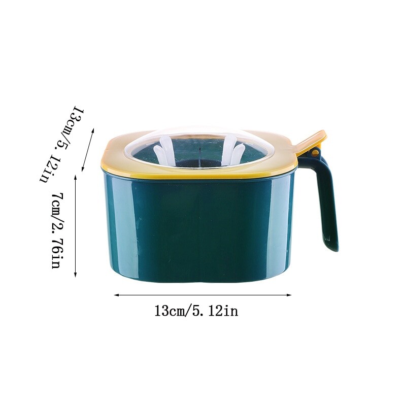 Prieskonių dėžutė su šaukštu Prieskonių indelis 4 viename Kelių skyrių Druskos Pipirų Prieskonių Stiklainiai Puodai Virtuvės Priedai Prieskonių Indelis