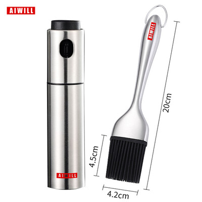 AIWILL 100ML Pulverizator de ulei de măsline din oțel inoxidabil Sticlă de pulverizare Spray de ulei de bucătărie Pulverizator de ulei de gătit Cutie de ulei pentru grătar 1 buc