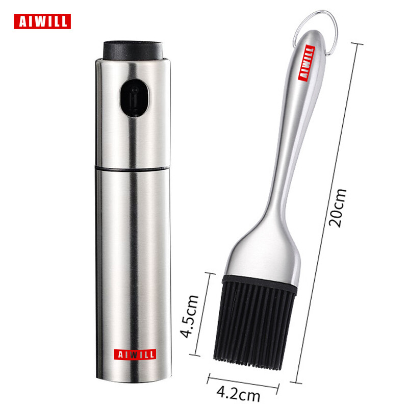 AIWILL 100ML Pulverizator de ulei de măsline din oțel inoxidabil Sticlă de pulverizare Spray de ulei de bucătărie Pulverizator de ulei de gătit Cutie de ulei pentru grătar 1 buc