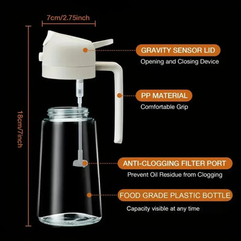 2 σε 1 500 ml Glass Spray Oil Sprayer Bottle Spray Oil Dispenser Oil Var Cruet BBQ Kitchen Baking Roasting Picnic Kitchen