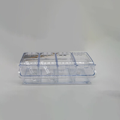 Köögi läbipaistev maitseainekarp 4-kambriline maitseainepurk kaane ja lusikaga soola ja pipra tšillipulbriga