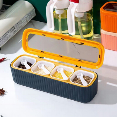 Köök paksendatud maitseainekast majapidamises nelja võrguga kombineeritud maitseaine soolapaak piprapudel maitseaine säilituskondensaator