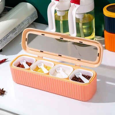 Köök paksendatud maitseainekast majapidamises nelja võrguga kombineeritud maitseaine soolapaak piprapudel maitseaine säilituskondensaator