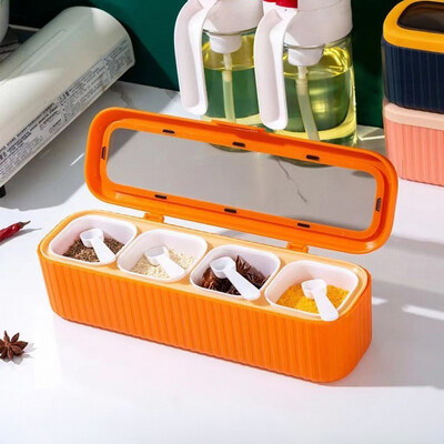 Köök paksendatud maitseainekast majapidamises nelja võrguga kombineeritud maitseaine soolapaak piprapudel maitseaine säilituskondensaator