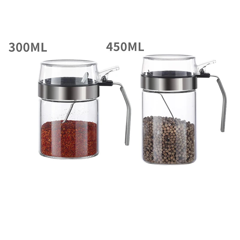 JJTHNCR prieskonių puodas, stiklinis butelis, pagardų laikymo dėžutė, druskos pipirų puodo cukraus kvapioji talpykla su PP dangteliu virtuvės reikmenimis