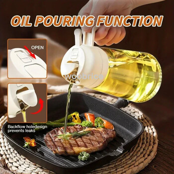 Oil Cruet Kitchen Oil Oil Oil Spray Διπλής χρήσης Σπρέι λαδιού κουζίνας μπορεί στεγανό μπουκάλι ψεκασμού οικιακή κουζίνα