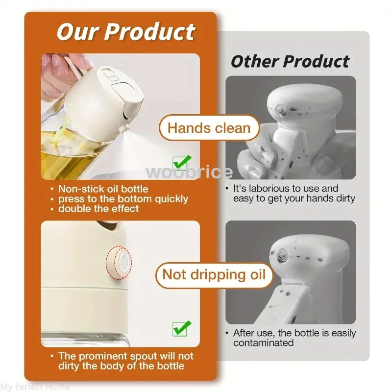 Oil Cruet Kitchen Oliiviõli pihusti Kahe otstarbega köögiõli pihusti lekkekindel pihustuspudel köögi majapidamises