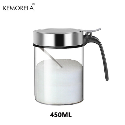 1 tk Klaasist maitseainepurk roostevabast terasest kaanega lusikaga maitseainepudeli soolaloksuti köögitarvikute hoiukomplekt, vürtsikarbid