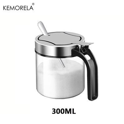 1 tk Klaasist maitseainepurk roostevabast terasest kaanega lusikaga maitseainepudeli soolaloksuti köögitarvikute hoiukomplekt, vürtsikarbid