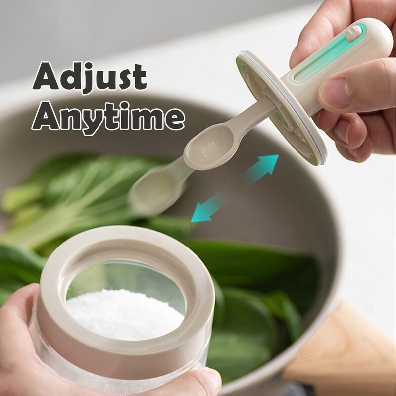 WMMO sissetõmmatav maitseainepurk lusikakaanega integreeritud soola- ja vürtsipurgiga Niiskuskindel suletud soolapurk köögi jaoks