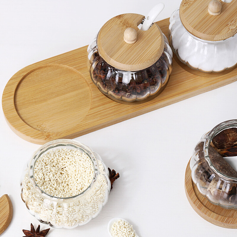 Γυάλινα βάζα φαγητού Cruet Δοχεία μπουφέ με καραμέλα Μπολ Ζάχαρη αλάτι Πιάτο κολοκύθας Διαφανές θήκη Καπάκι αποθήκευσης γυάλινο βάζο