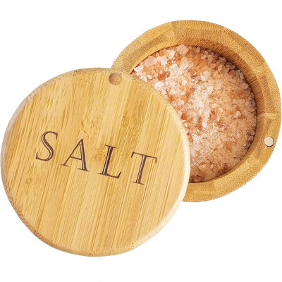 Totally Bamboo Salt Cellar Kutija za pohranu od bambusa s magnetskim zakretnim poklopcem Kutija za pohranu tegle za sol Drveni čuvar za začine