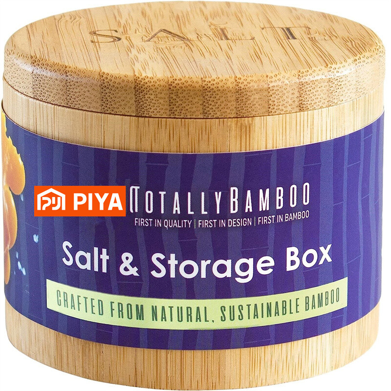 Totally Bamboo Salt Cellar Kutija za pohranu od bambusa s magnetskim zakretnim poklopcem Kutija za pohranu tegle za sol Drveni čuvar za začine