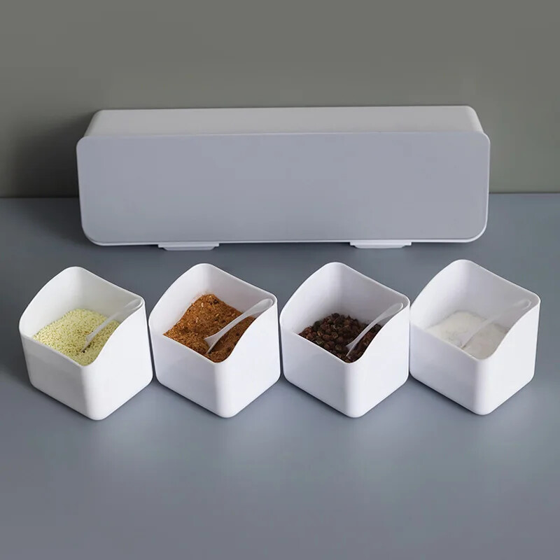 Prie sienos montuojama prieskonių dėžutė Druskos pipirų Prieskonių stovas Indelis Cukraus Dubenėlis Prieskonių Dėžutės Virtuvė Prieskonių Tvarkyklės Rinkinys Sandėliavimo lentyna