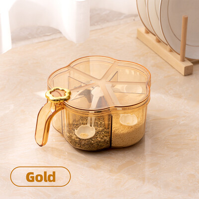 5-ühes maitseainekarp lusikaga vürtsipurgiga mitme kambriga soola-pipra maitseainepurgid potid Köögitarvikud maitseainekonteiner