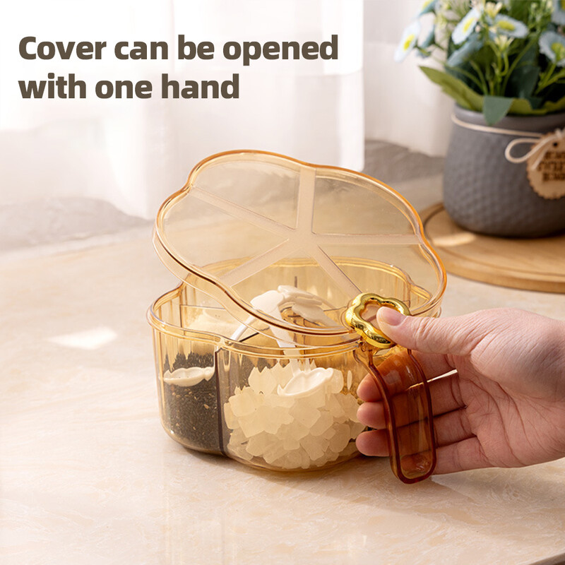 5-ühes maitseainekarp lusikaga vürtsipurgiga mitme kambriga soola-pipra maitseainepurgid potid Köögitarvikud maitseainekonteiner