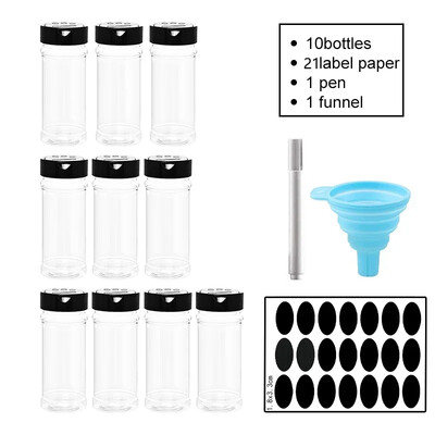 Vürtspurkide komplekt 5/10/15/20 tk Vürtside purgid Soola- ja piprašeiker maitseainepurk Vürtside organiseerija plastikust grillmaitseaine