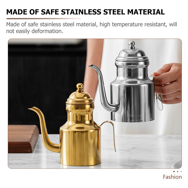 Bidon de ulei 750 Hemoton Dozatoare de ulei de măsline Flacon Cutie de ulei Dozator de ulei din oțel inoxidabil Oală Ulei Sos de salată Depozitare Sticle de ulei