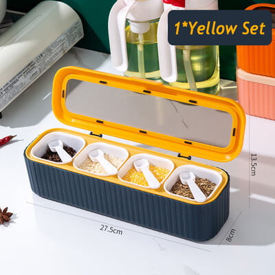 Kutija s 4 rešetke Kutija za začine Staklenka za začine Kuhinjski organizator i pohrana Staklenke za začine Spremnik za sol i papar Posuda Set posuda za začine