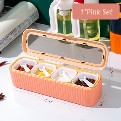 Kutija s 4 rešetke Kutija za začine Staklenka za začine Kuhinjski organizator i pohrana Staklenke za začine Spremnik za sol i papar Posuda Set posuda za začine