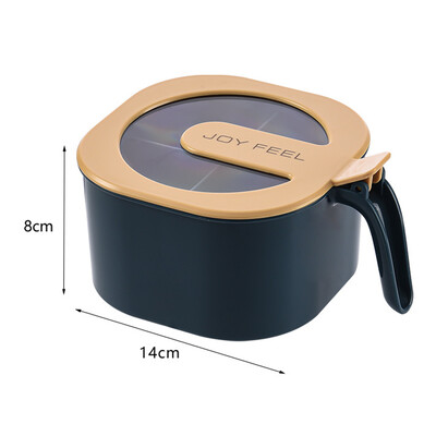 4 grotelių plastikinė prieskonių dėžutė su permatomu dangteliu druskos pipirų prieskonių laikymui Virtuvės laikymo inde virtuvės reikmenims