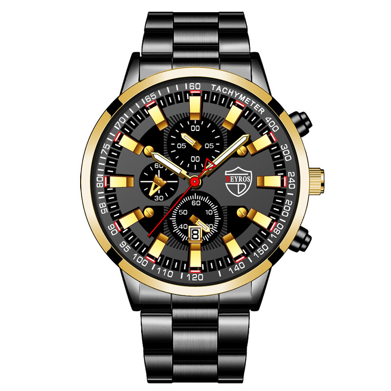 DEYROS uus piiriülene roostevabast terasest rihmaga käekell, meestemood, helendav kalender, täisautomaatsed kvartsekraaniga kaubad