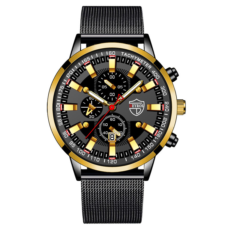 DEYROS uus piiriülene roostevabast terasest rihmaga käekell, meestemood, helendav kalender, täisautomaatsed kvartsekraaniga kaubad