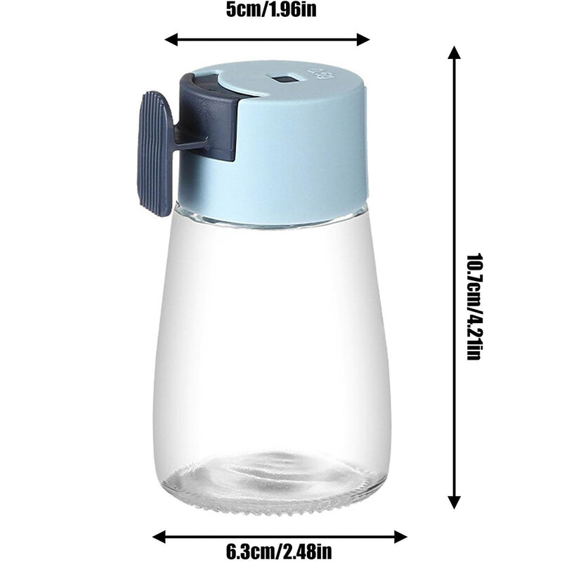 Soola- ja piprakeksurite mõõtmine Täpse kvantitatiivse koguse vürtsijaotur Õhukindel läbipaistvast klaasist maitseainepudel köögi jaoks