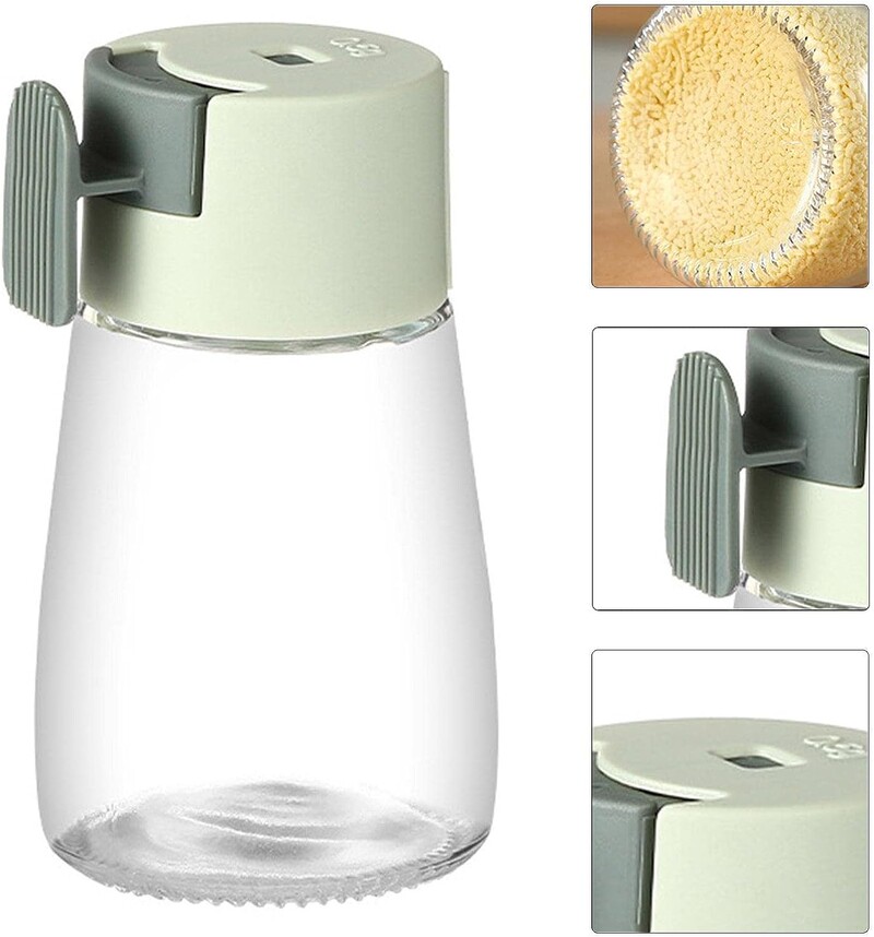 Soola- ja piprakeksurite mõõtmine Täpse kvantitatiivse koguse vürtsijaotur Õhukindel läbipaistvast klaasist maitseainepudel köögi jaoks