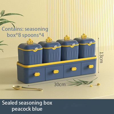 Kodumajapidamises kasutatavad köögitarbed soola, suhkru, MSG hoiustamise integreeritud mitme kambriga kerge luksusliku maitseainepurgi maitseainekomplekt