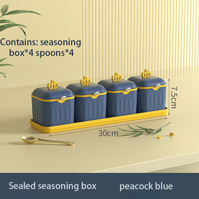 Kodumajapidamises kasutatavad köögitarbed soola, suhkru, MSG hoiustamise integreeritud mitme kambriga kerge luksusliku maitseainepurgi maitseainekomplekt