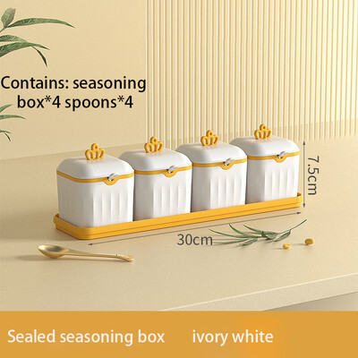 Kodumajapidamises kasutatavad köögitarbed soola, suhkru, MSG hoiustamise integreeritud mitme kambriga kerge luksusliku maitseainepurgi maitseainekomplekt