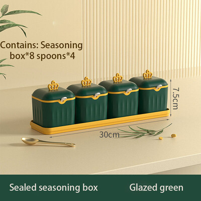 Kodumajapidamises kasutatavad köögitarbed soola, suhkru, MSG hoiustamise integreeritud mitme kambriga kerge luksusliku maitseainepurgi maitseainekomplekt