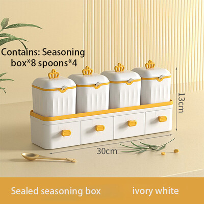 Kodumajapidamises kasutatavad köögitarbed soola, suhkru, MSG hoiustamise integreeritud mitme kambriga kerge luksusliku maitseainepurgi maitseainekomplekt