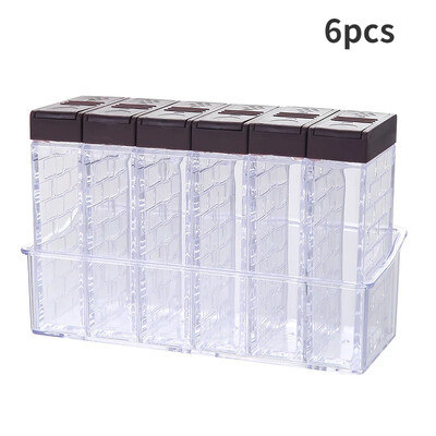 6 vnt./komplektas Prieskonių prieskonių dėžutė PP Druskos pipirų stiklainių dėžutė virtuvės prieskonių laikymo organizatoriaus dėžutė Namų organizavimas