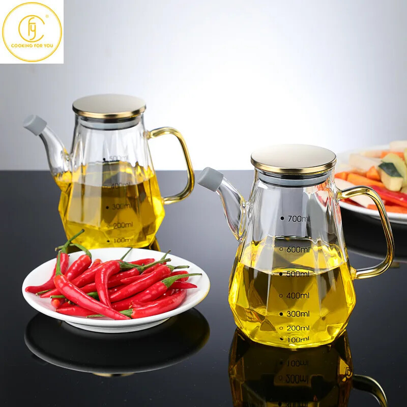 500/700/900 ml Kodune Creative Glass Teemantõli pudel kaalu ja käepidemega Köök Sojakaste Äädikas Maitseainete säilituskonteiner