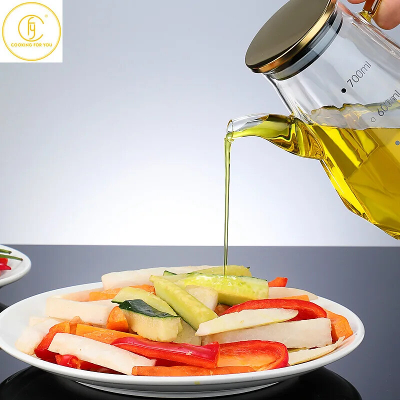 500/700/900 ml Kodune Creative Glass Teemantõli pudel kaalu ja käepidemega Köök Sojakaste Äädikas Maitseainete säilituskonteiner