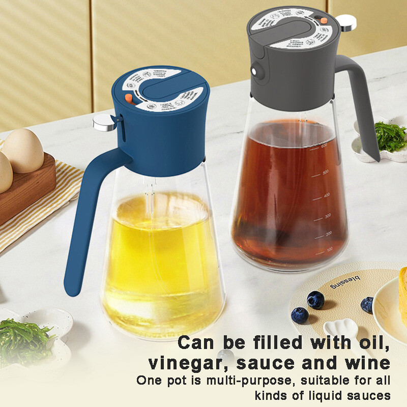 700 ml staklena boca za raspršivač ulja 2 u 1 preokrenuta boca za raspršivač ulja za kuhinju Distributer kuhinjskog ulja Kuhinjski alati Gadgeti Dropshipping