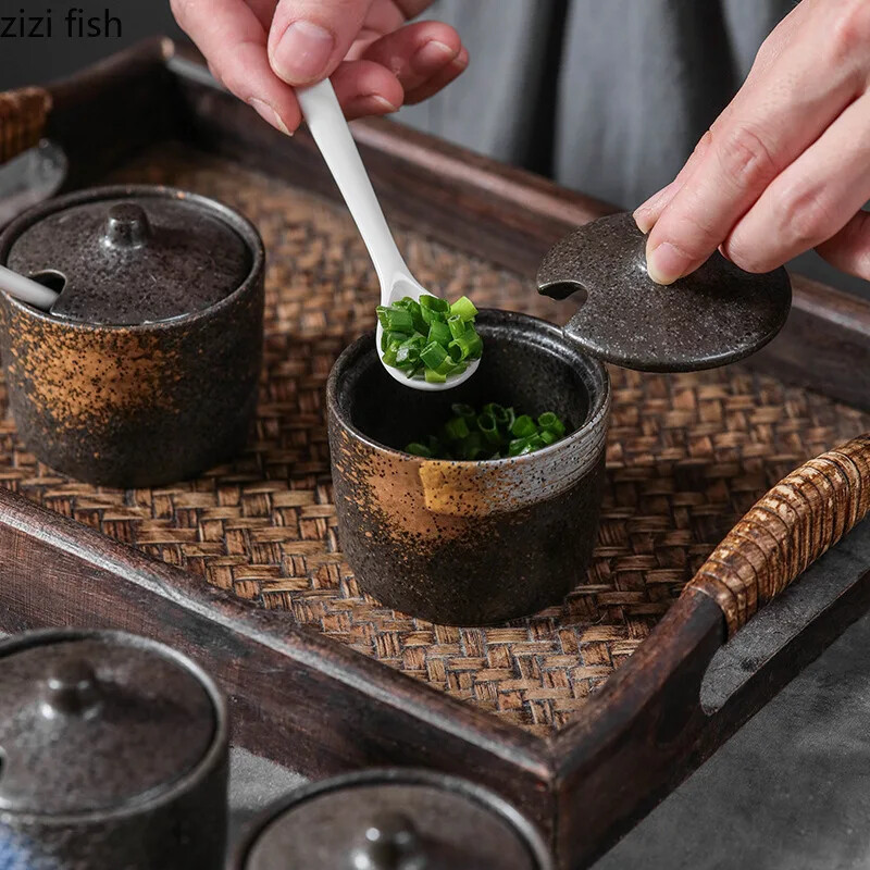 Vintage keraamiline maitseainepurk Loominguline soolapurk Suhkrupurk Piprapurgid Vürtspurgid Maitseainete säilituskonteiner Kodune maitseaine