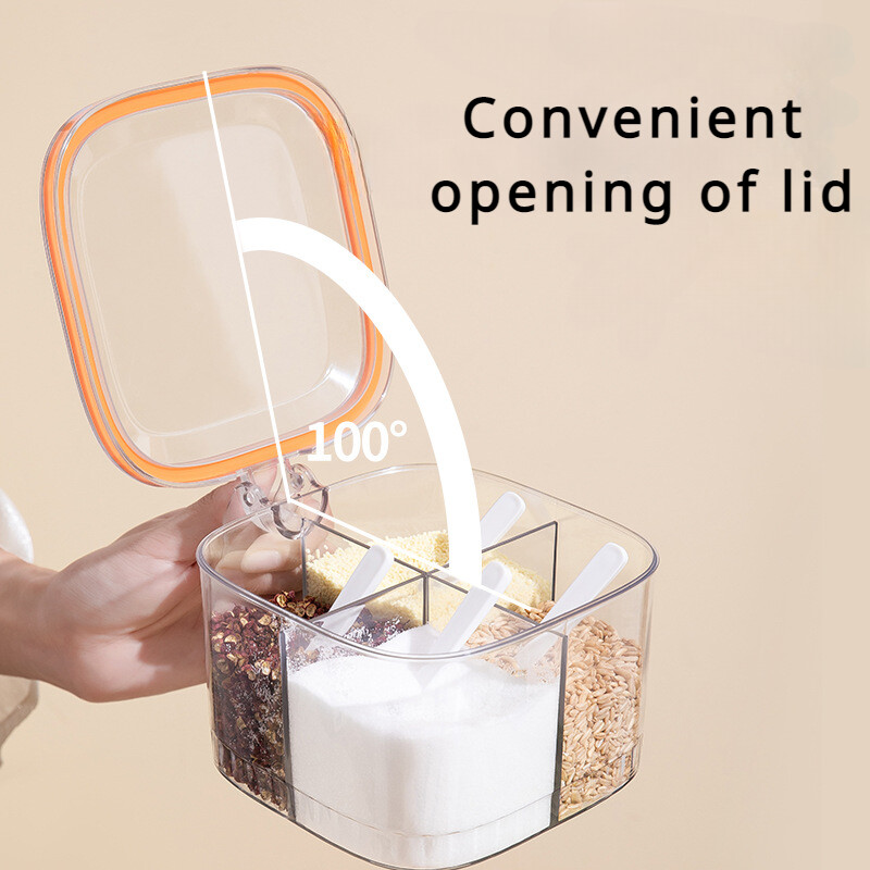 4 πλέγματα Κουτί καρυκευμάτων αλατιού Διαφανές καπάκι Καρυκεύματα Βάζο Κουζίνα Οικιακά καρυκεύματα Αποθήκευση Δοχείο Κουζίνας Gadgets