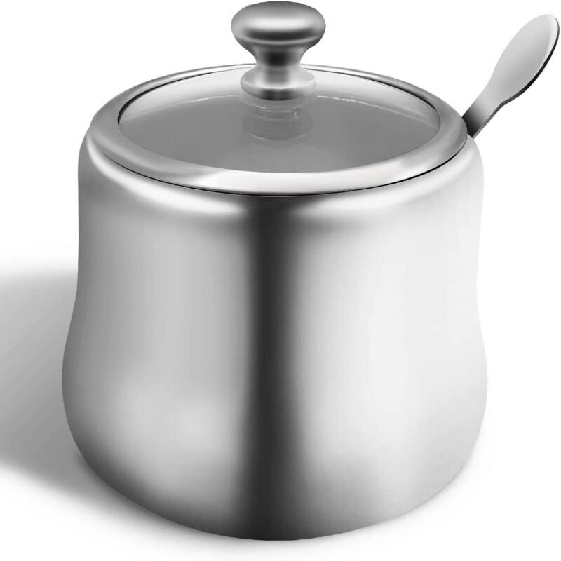 300 ml nerūdijančio plieno prieskonių indelis cukraus dubenėlis kavos indelis prieskonių indelis pagardų indelis kanistras su dangteliu ir šaukštu